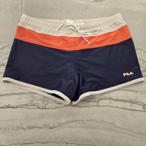 Fila Swim Trunks Mens XL Blue Orange White Colorblock Swim Shorts Bathing Suit